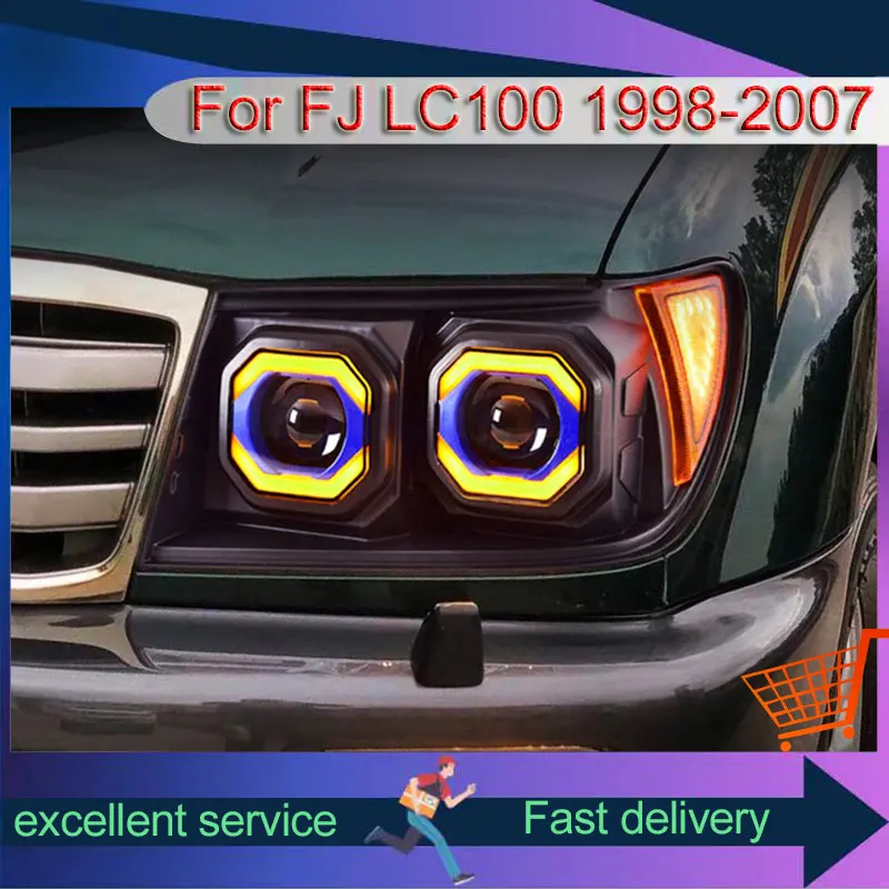 Car Modified For Toyota Land Cruiser LC100 FJ100 4700 Xenon 1998-2007 Front Lamp LED DRL Upgrade Headlight Lens Auto Accessories