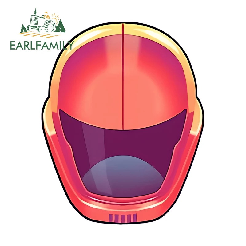 EARLFAMILY قبعات اللون الأحمر خوذة مضحك الإبداعية ملصقات السيارات البرتقالية دراجة نارية ملصق مائي مقاوم للخدش الفينيل المحمول السيارات الرسومات