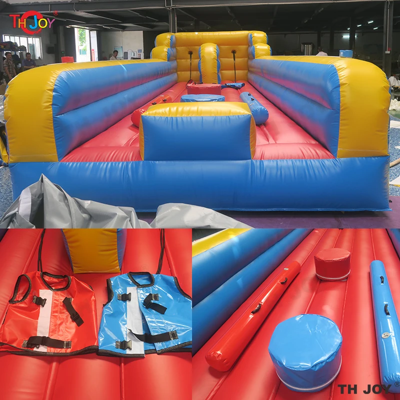 8m Inflatable Bungee Run And Joust Game, 2 in 1 Inflatable Gladiator Joust Bungee Run Combo, Commercial Inflatable Sport Game