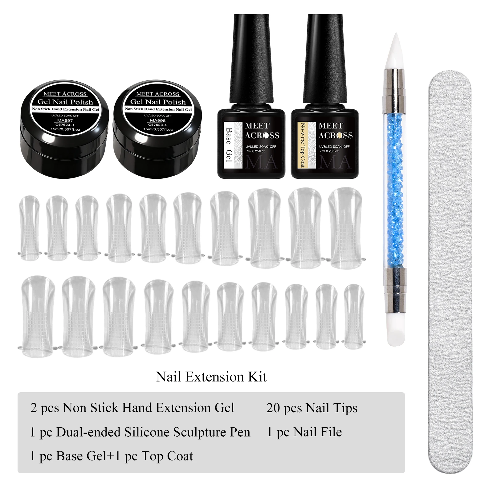 7 قطعة واضح الأبيض غير عصا اليد تمديد جيل للأظافر عدة قاعدة معطف فوقي TPO هيما الحرة الأشعة فوق البنفسجية LED مستلزمات الأظافر لنحت زهرة