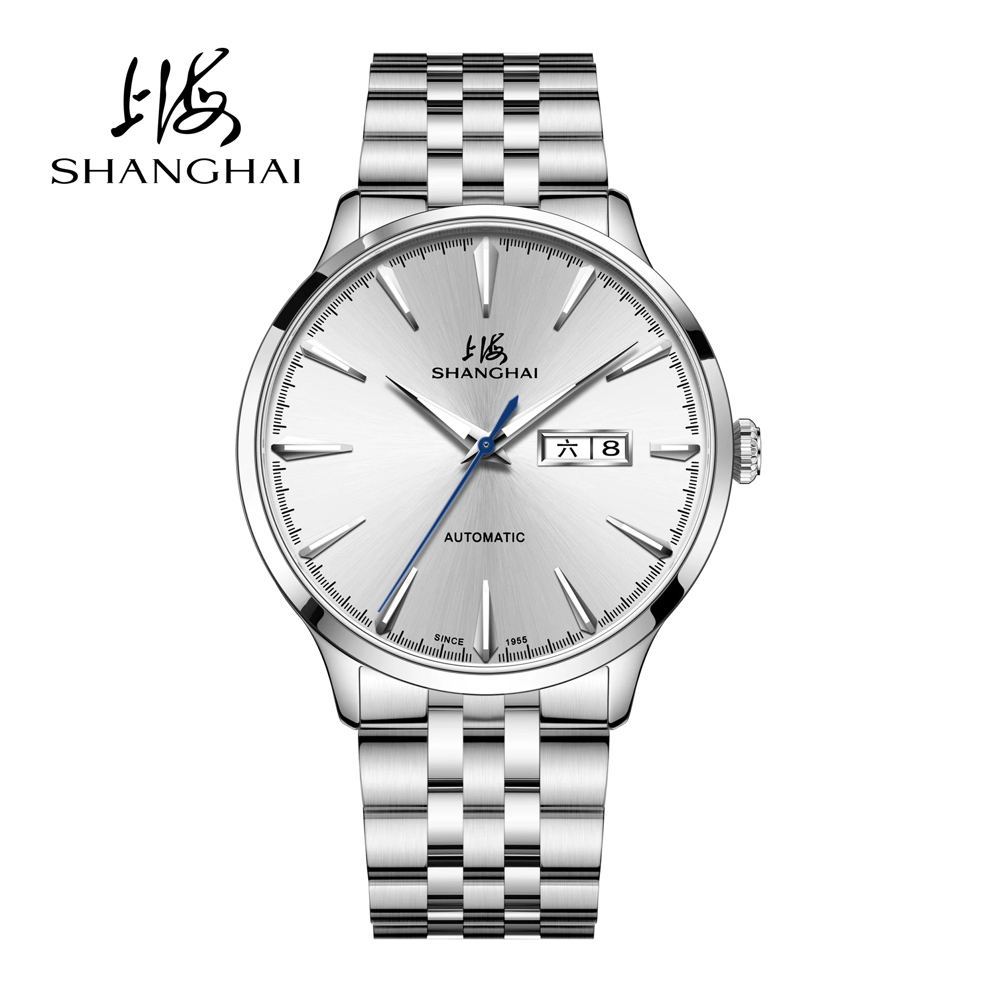 Nuevo reloj Shanghai para hombre, reloj mecánico automático, correa de acero inoxidable de lujo para negocios, reloj de zafiro para hombre 3085