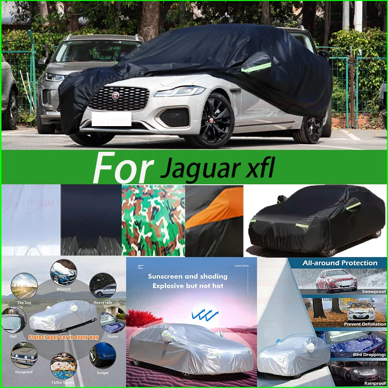 

Outdoor Protection Full Car Covers Snow Cover Sunshade Waterproof Dustproof Exterior Black Car Cover For Jaguar Xfl