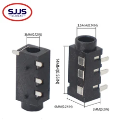 【50-10PCS】3,5 mm jack Vrouwelijke audioconnector 4-pins DIP-hoofdtelefoonaansluiting PJ-320A PJ320A Audio-interface Audio-aansluiting Zwart