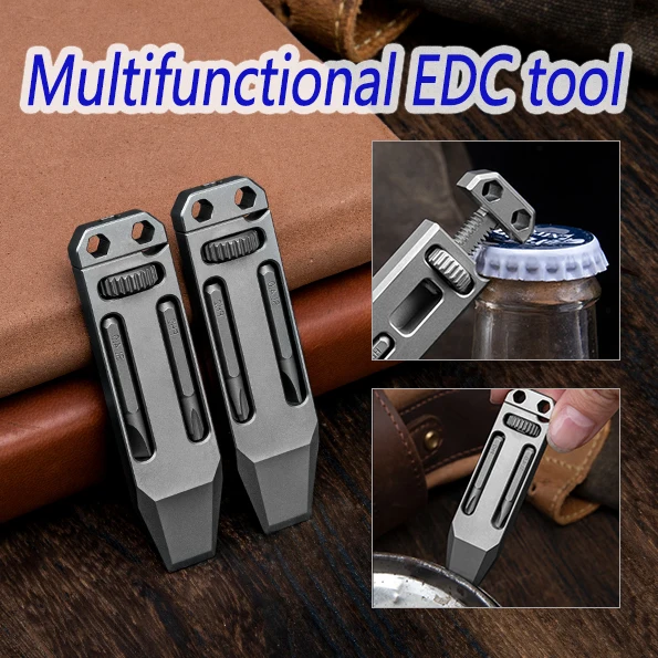 

Titanium Alloy EDC Pry Bar Small Portable Outdoor Tool With Two Models Screwdriver Bottle Opener Functional Pendant