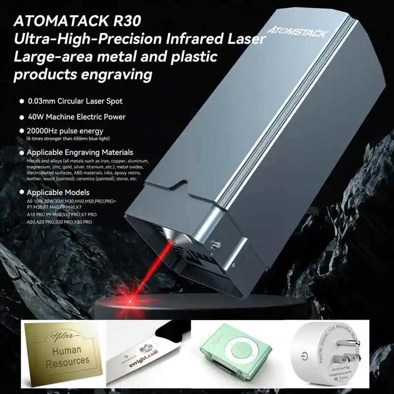 ATOMSTACK R30 Infrared Laser Module 0.03mm Circular Laser Point 20000Hz Upgraded Infrared 1064nm Engraving Head Tool