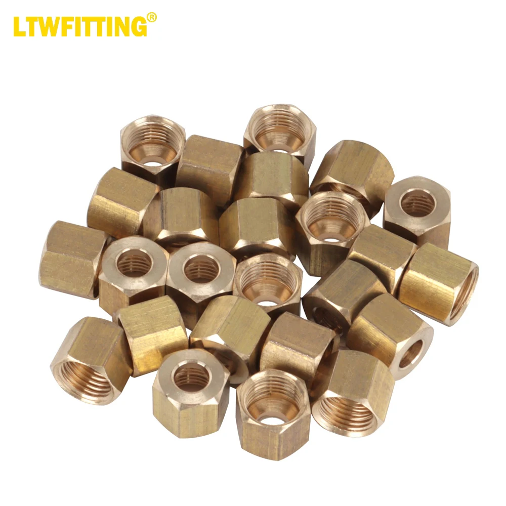 

LTWFITTING 1/4-Inch Brass Compression Nut,Brass Compression Fitting(Pack of 25)