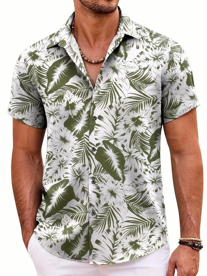 Men\'s Retro Loose Shirt Men\'s Short Sleeve Shirt 3D Printed Hawaiian Shirt Summer Casual Versatile Holiday Beach Shirt Tops