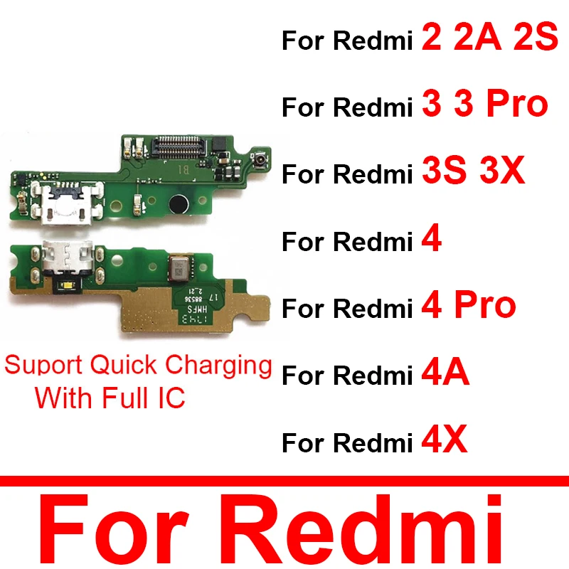 USB Charging Jack Port Board For Xiaomi Redmi 2 2A 2S 3 3Pro 3S 3X 4 4Pro 4A 4X USB Charger Board Flex Cable Replacement Parts