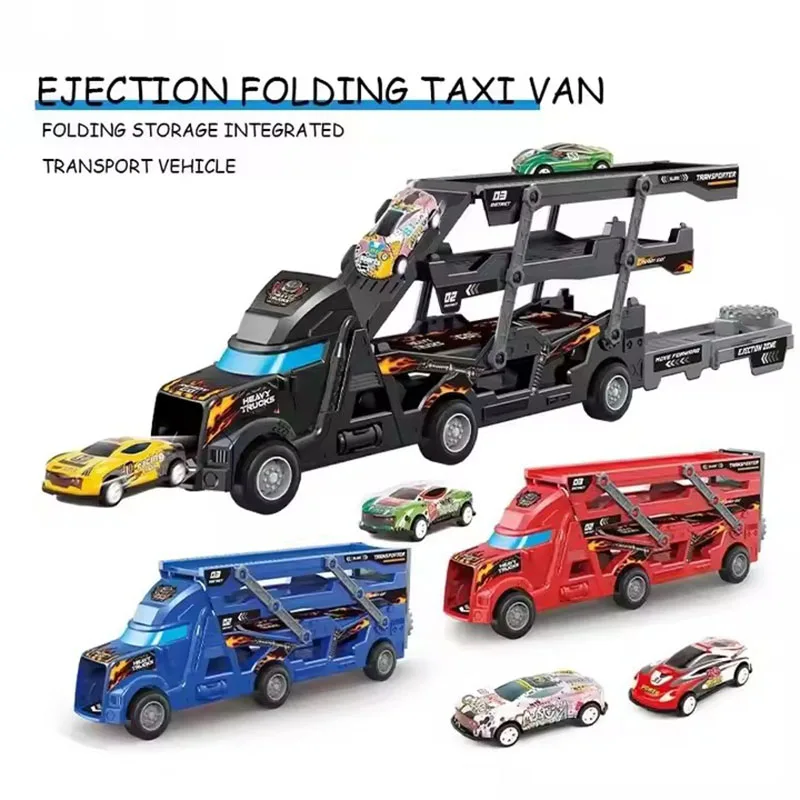 

6pcs Customized Alloy Cars Ejection Track Toy Truck Transport Carrier Car for Kids