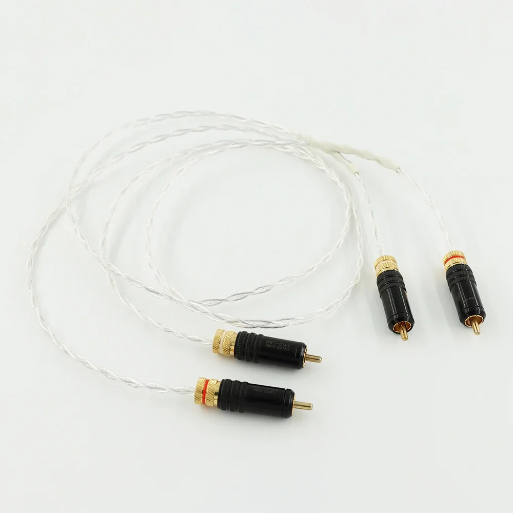 Pair Occ Copper Silver Plated Audio Interconnects Cable,RCA Signal Cable , Extension Cord