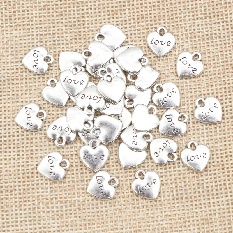 20pcs 11x10mm Antique Silver Plated Heart Handmade Charms Pendant:DIY for bracelet necklace