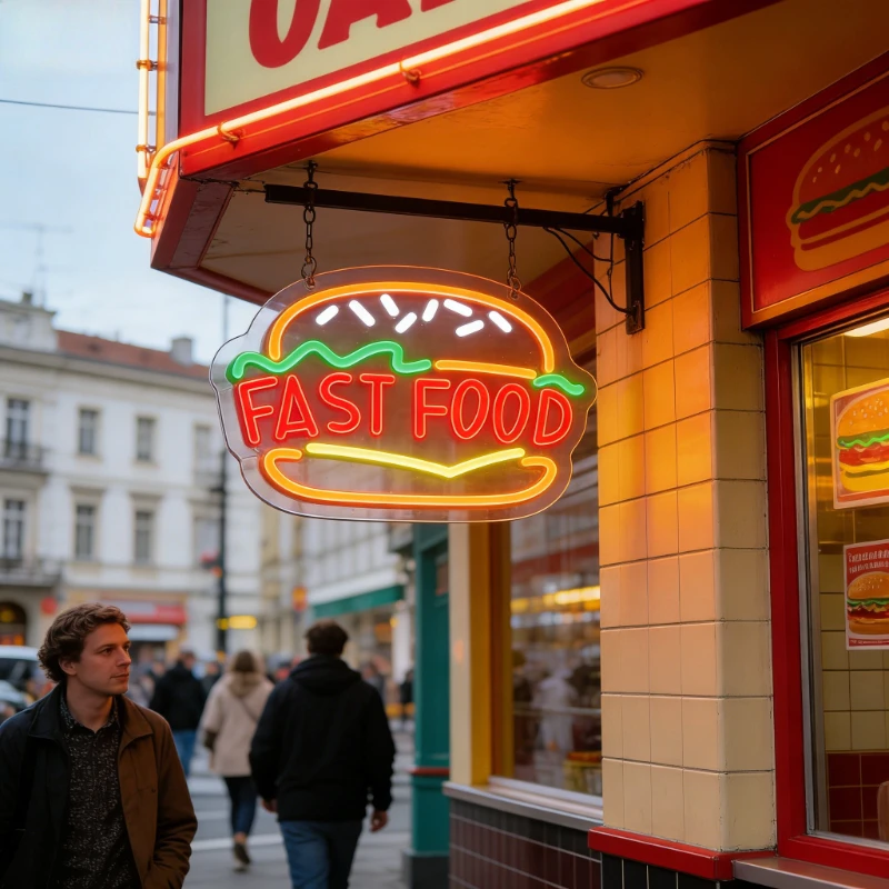 Fast Food Burger Neon Tabela S - Commercial Kitchen Windows incelemesi ve fiyatı