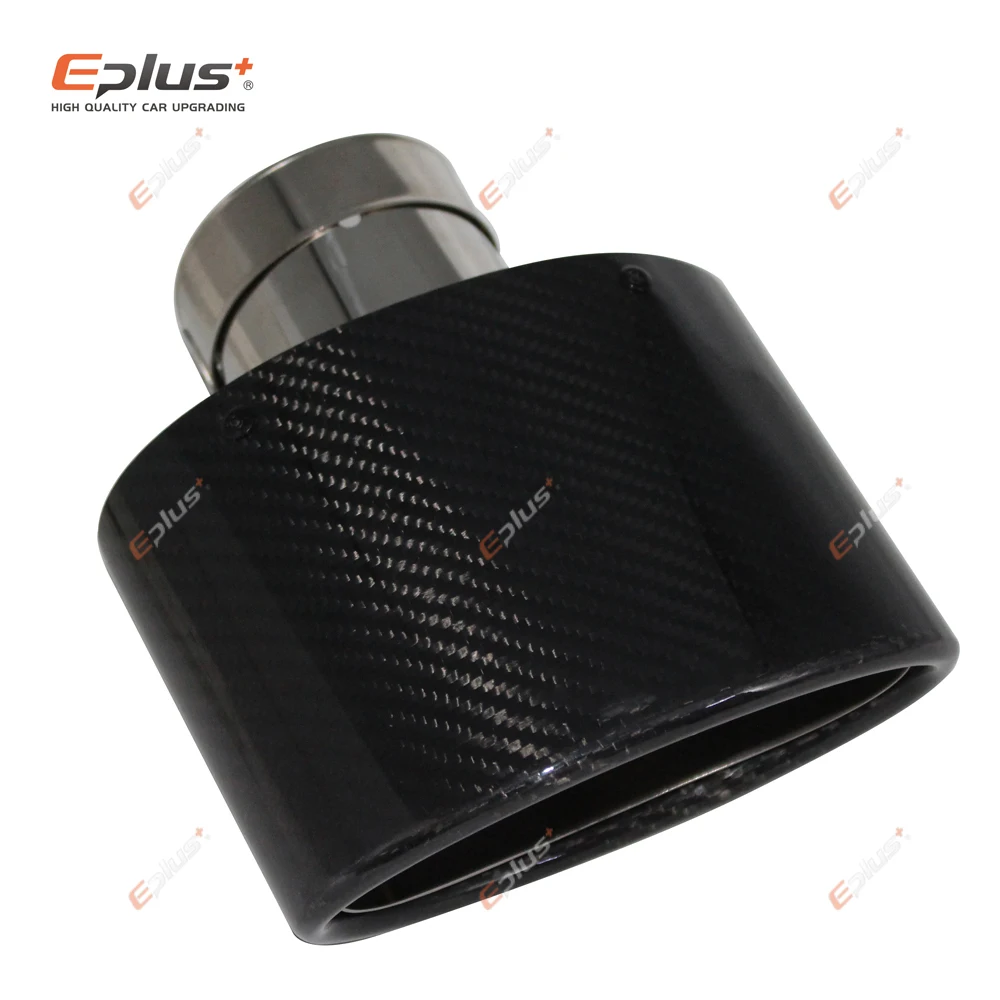 

Universal Glossy Carbon Fiber Car Mufflers Tip Exhaust Pipe Nozzle Decoration Universal Stainless Silver Oval Width 150mm