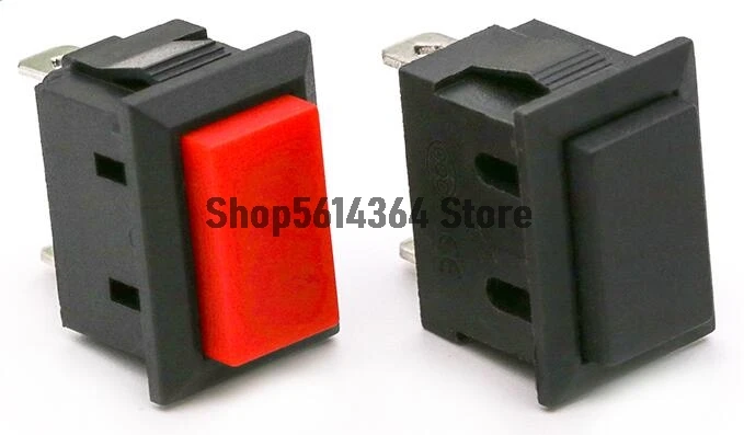 6A 2 Pin SPST Rectangle Momentary Push Botton Switch Red/Black Head 15*21MM KCD1-101 2pcs