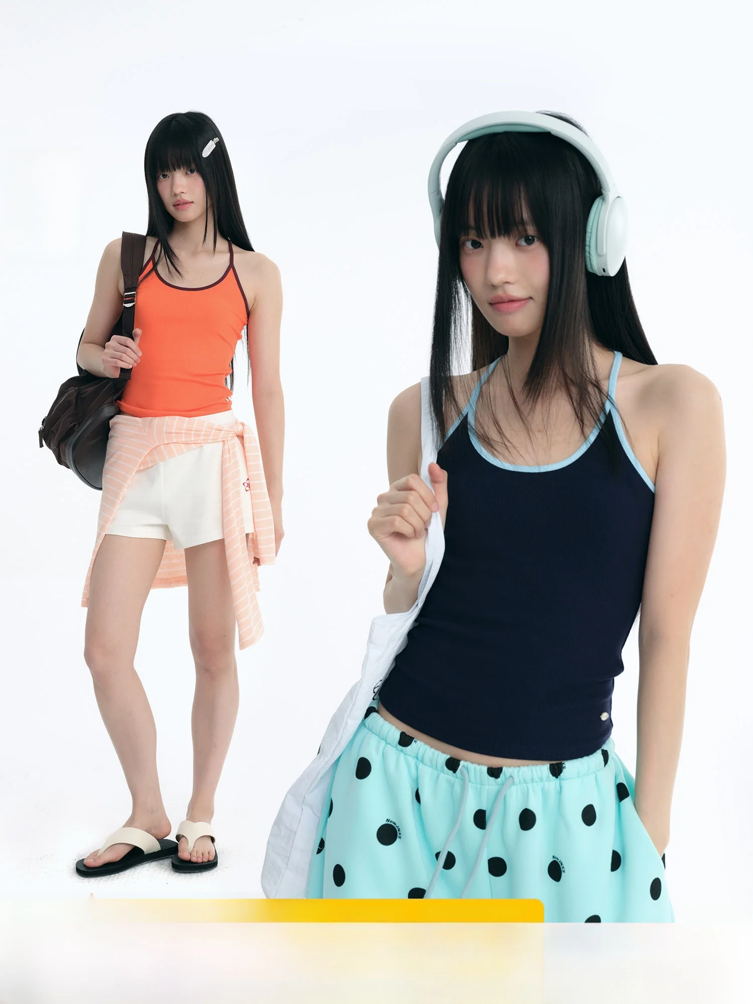 

NewJNXS Ladies Slim Fit Contrast Color Basic Strap Vest Summer Simple Elastic Inner Wear Top Youth Trend Home Casual Outfit