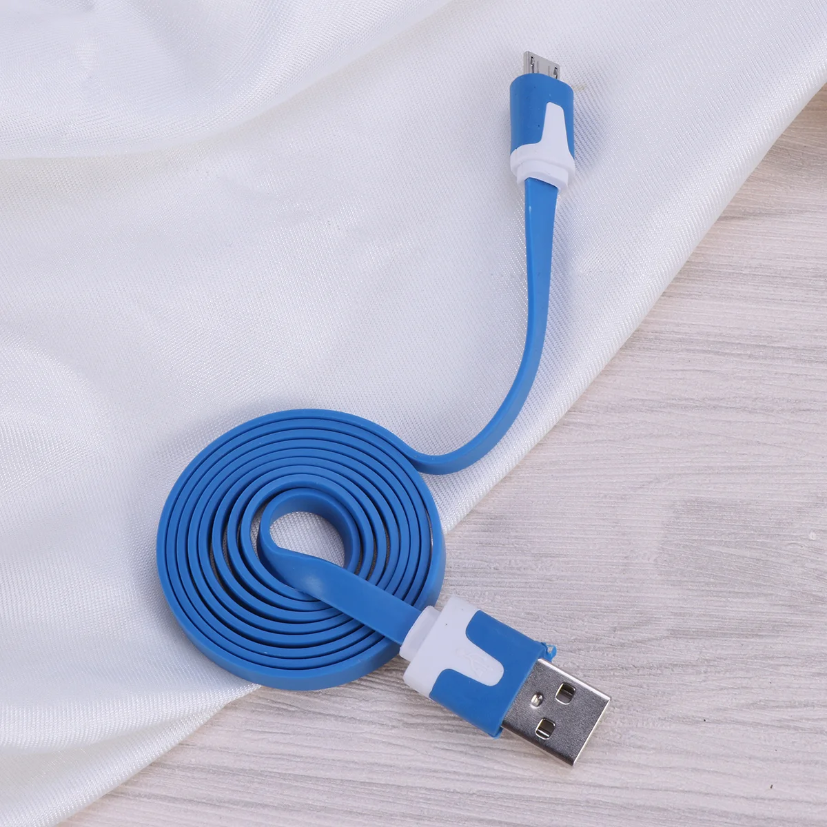 

Micro USB Cable Colorful Flat Charging Cord Sturdy Tpe Material Long Lasting for Cell Phone Mp3 Player Blue USB Cable