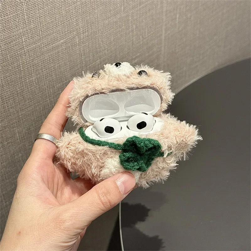 Plush Bear Case for AirPods 4 Airpod 1 2 3 Pro Pro2 Bluetooth Earbuds Charging Box Protective Earphone Case Cover