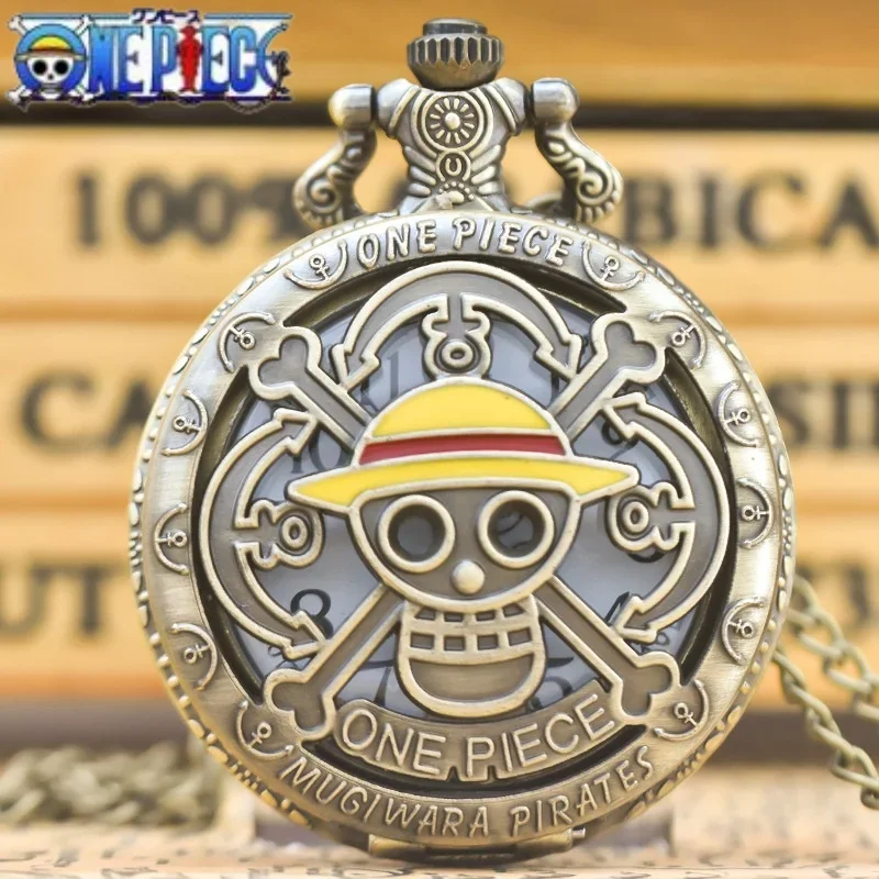 Vintage ONE PIECE Pendant Flip Pocket Watch Anime Quartz Watch Couple Fashion Accessories Children's Holiday Gifts
