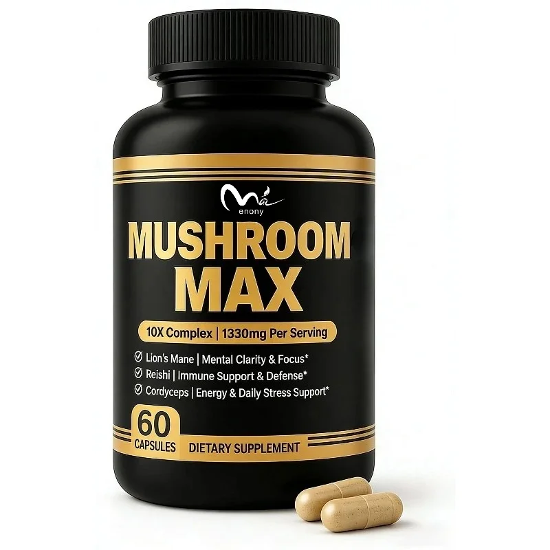 Mushroom Compound Supplement 10 in 1, Containing Lion Mane, Cordyceps, Turkey Tail, Ganoderma Lucidum, Etc