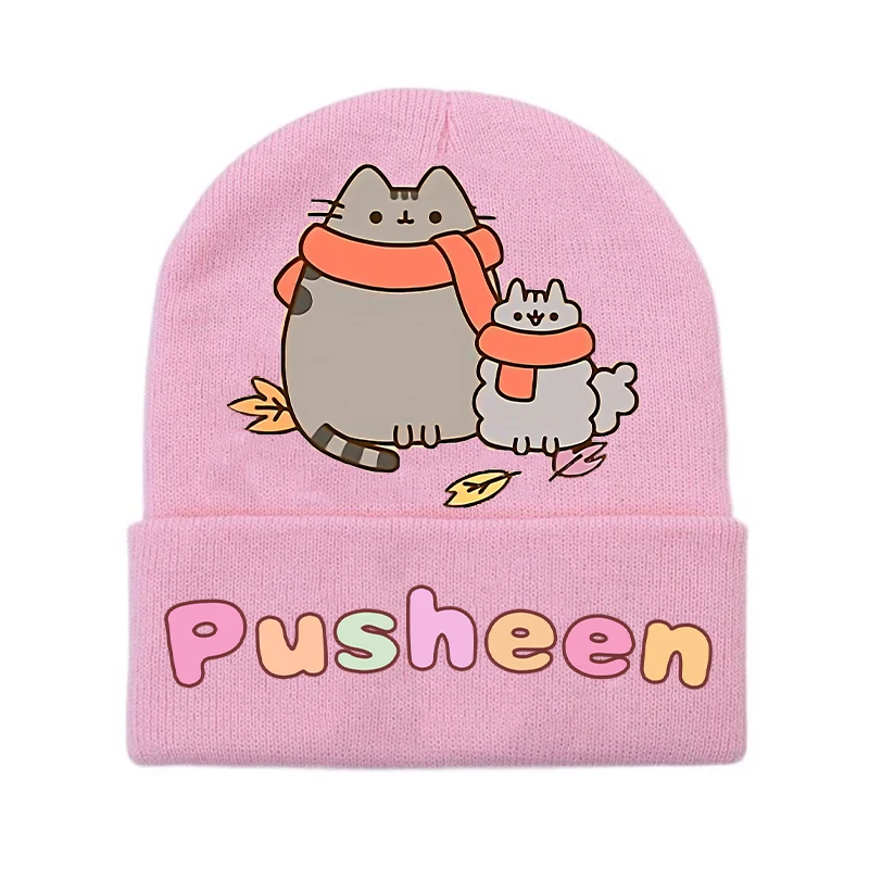 Pusheens Kawaii Knitted Hat Girls Anime Cat Knit Cap Kids Winter Warm Beanies Fashion Leisure Headgear Children Gift Hot Sales