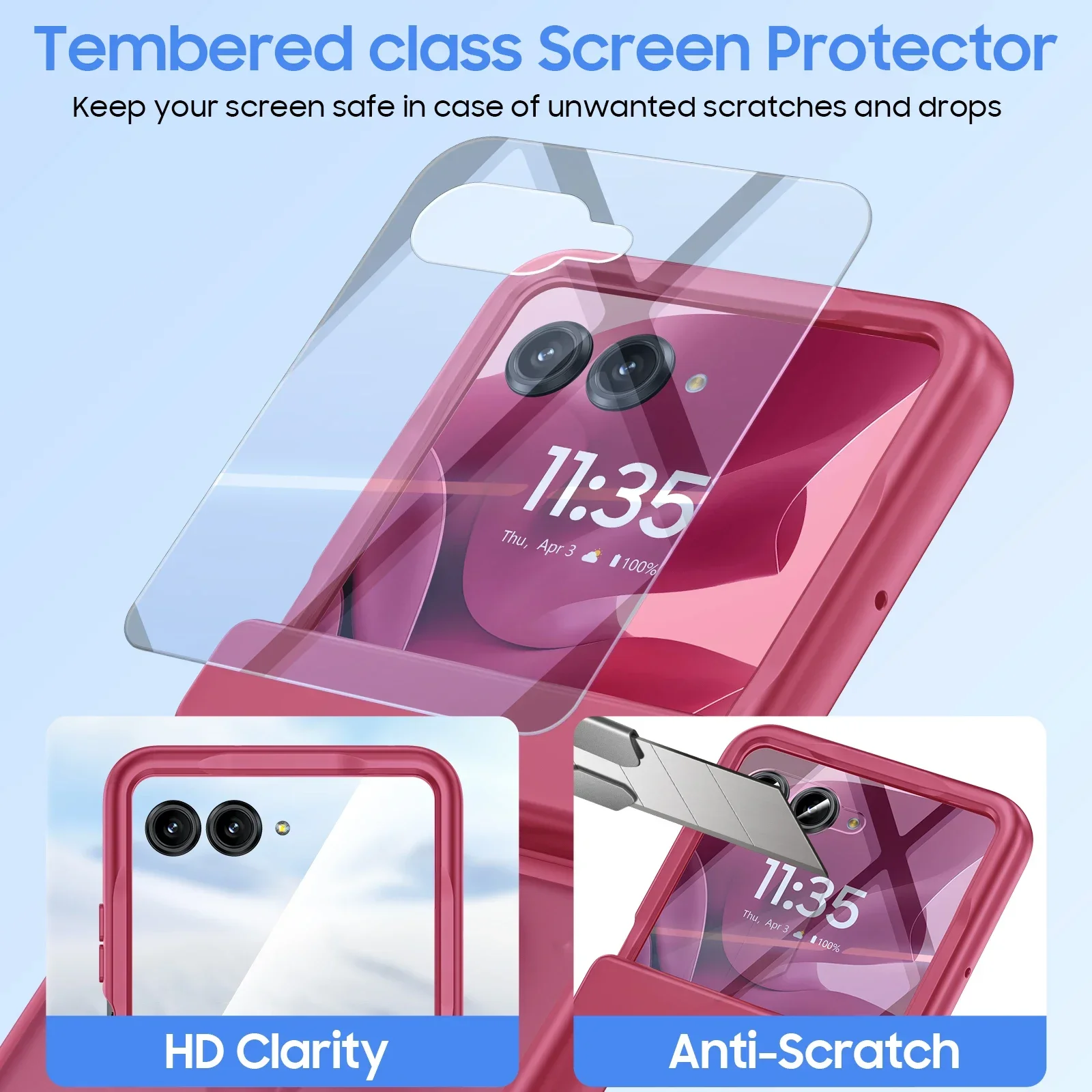 هدايا الهالوين، مع حامل حلقي، واقي شاشة، حماية المفصلات، مقاوم للصدمات لهاتف Motorola Razr Ultra 2025 - أحمر وردي