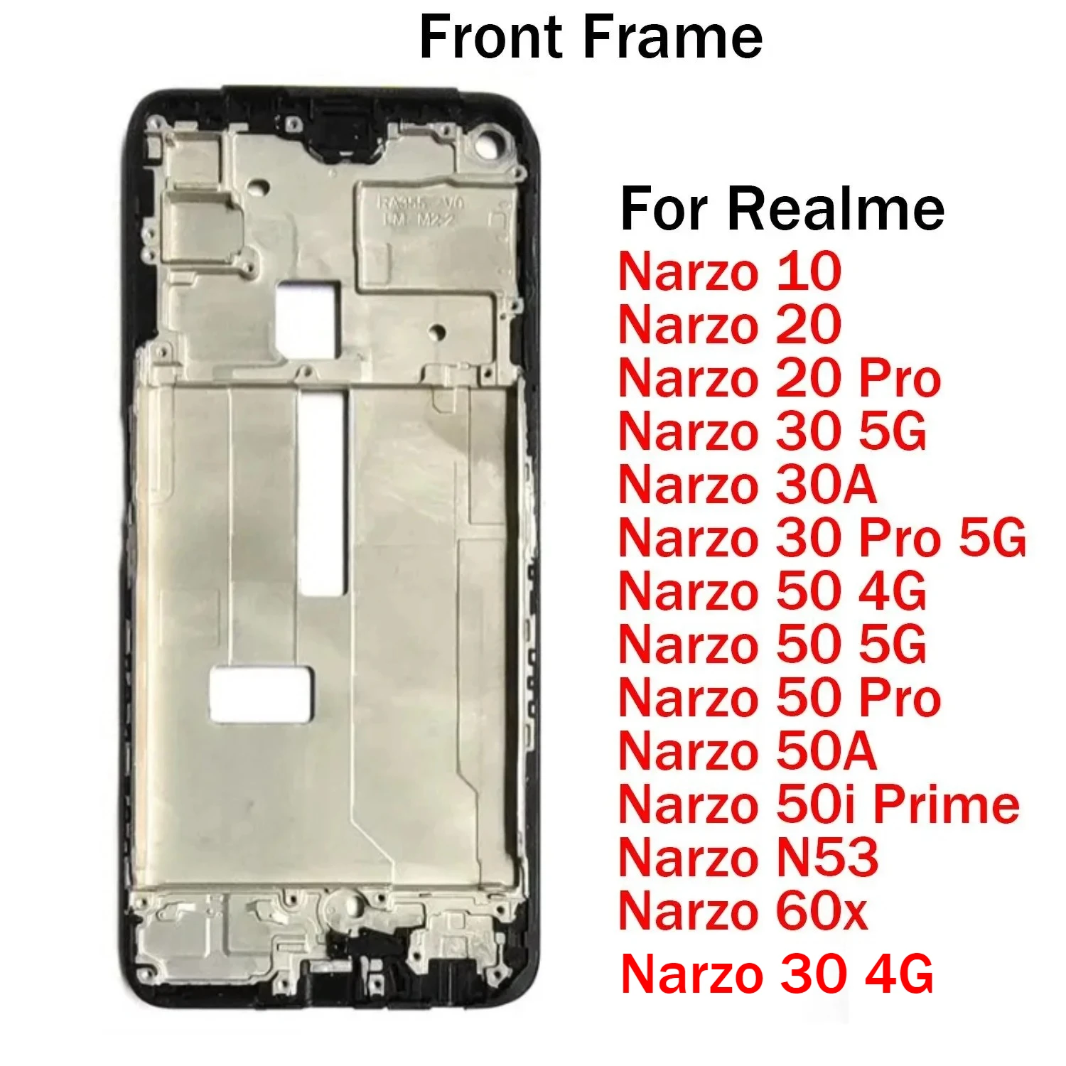 Средняя рамка для Realme Narzo 10 20 30 30A 50 50A 50i N53 60x Pro Prime 4G 5G ЖК-дисплей, передняя рамка, корпус, лицевая панель, запасные части