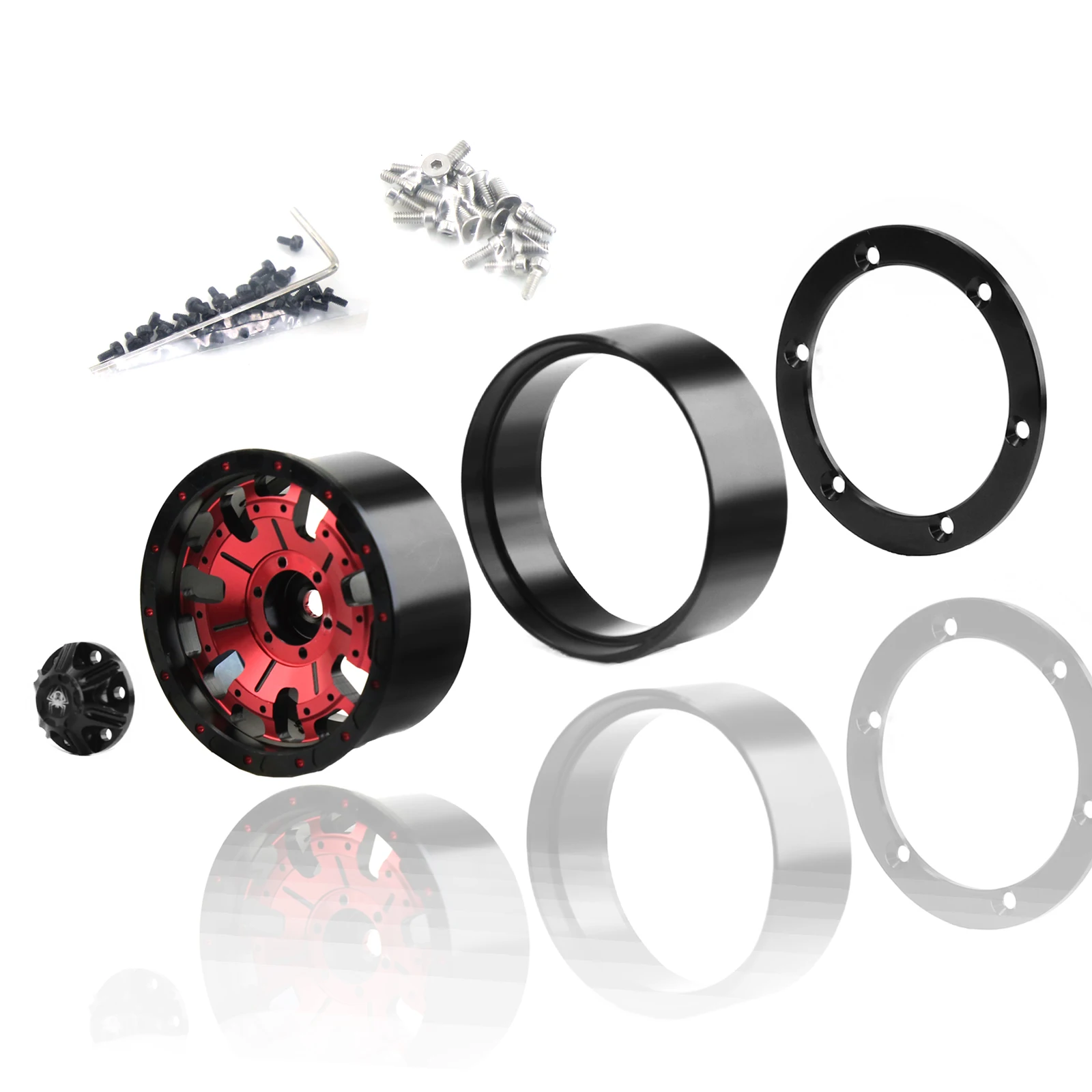 4Pcs CNC Aluminum Alloy 1.9 Beadlock Wheel Rim for 1/10 RC Crawler Car Axial SCX10 90046 AXI03007 TRX4 VS4-10 Redcat Gen8 rbx10