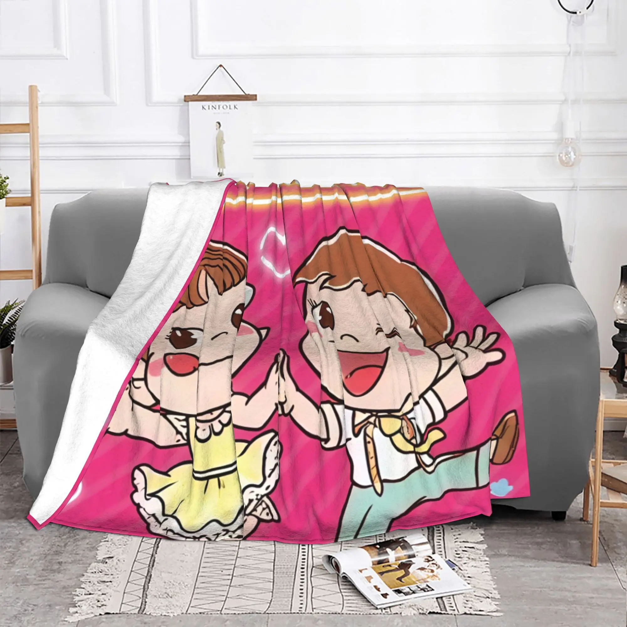 1PC home Cutecore Happy Valentine's Day Dance Fujiya Blanket Super Cosy Plush Home Living Room Sofa halloween