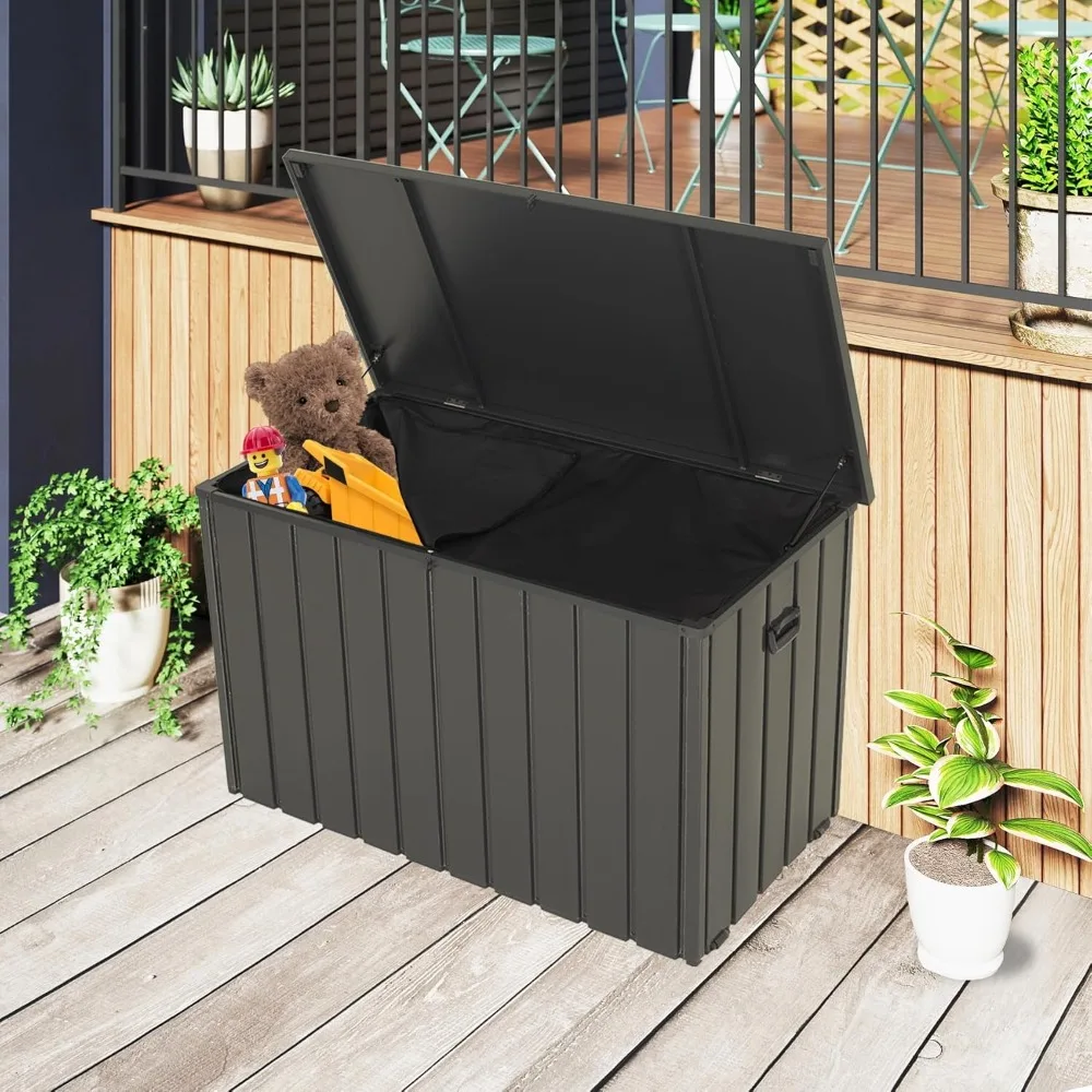 

Outdoor Storage Deck Box 100 Gallon, Outdoor Deck Box with Waterproof Storage Bag for Outside Cushions, Garden Tools and Po