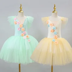 Disfraz de Ballet para mujer, vestido de baile de Ballet, faldas de para niña tutú, ropa de baile de tul, tutú romántico largo verde