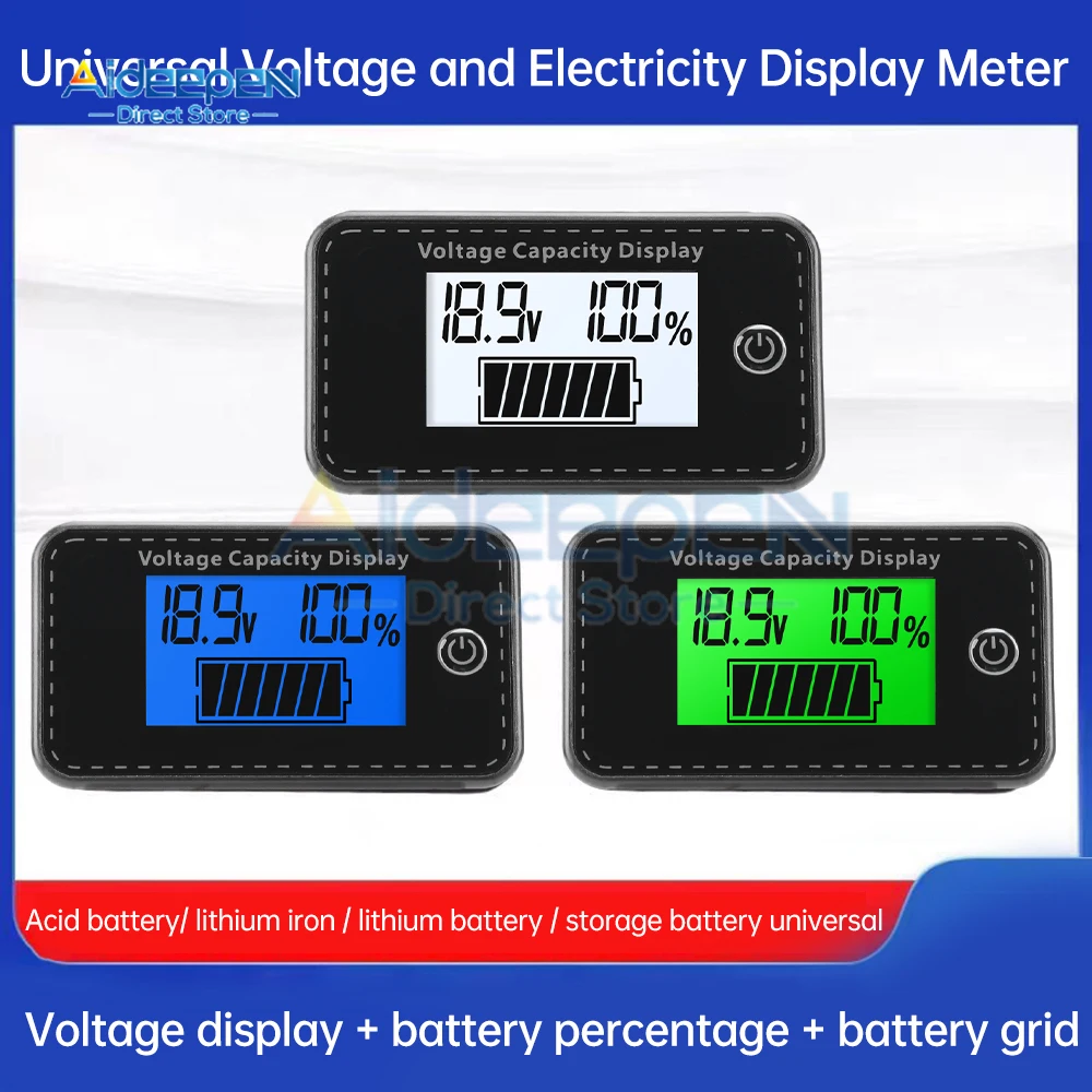 DC5-100V Wskaźnik poziomu ładowania akumulatora samochodowego Miernik pojemności akumulatora kwasowo-ołowiowego Tester wyświetlacza Tester LCD