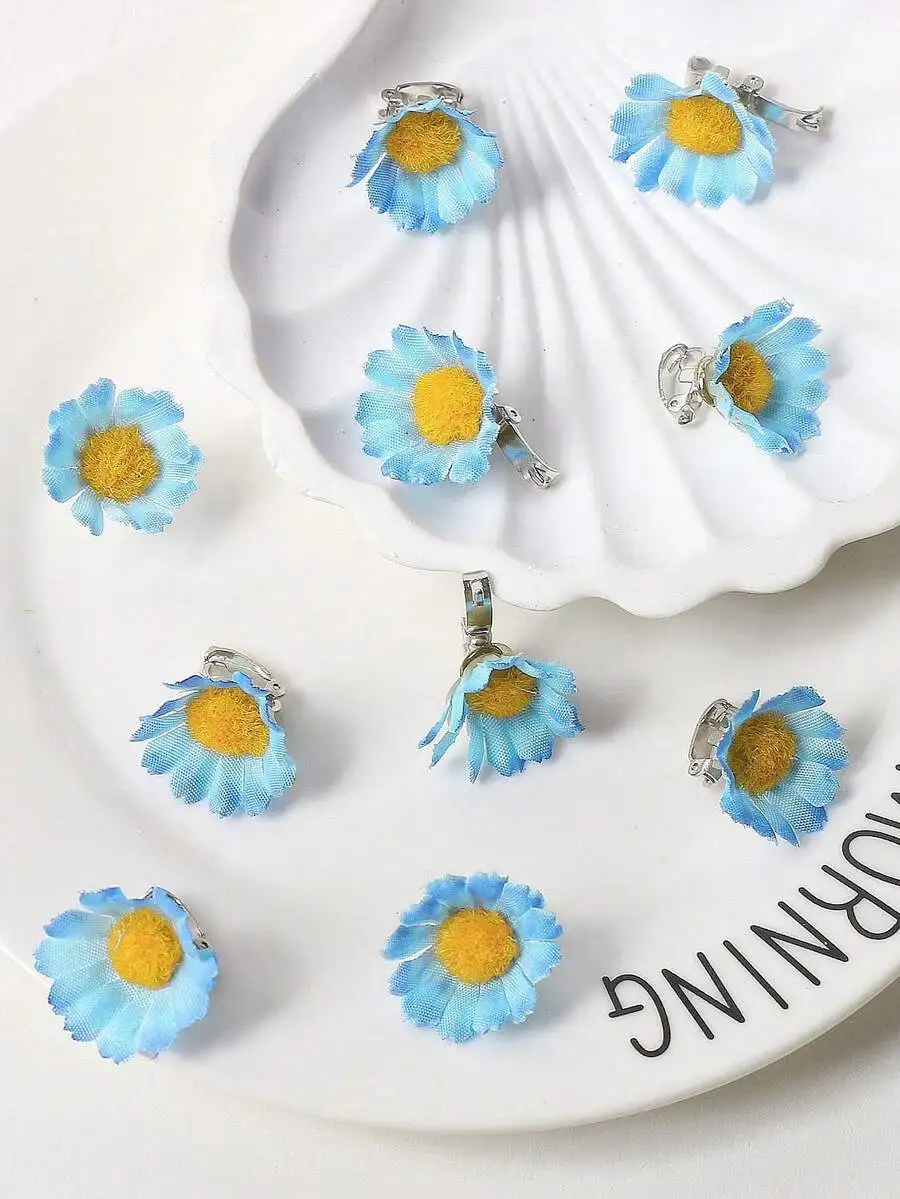 10pcs Daisy Flower Invisible Hair Clips, Boho Small White Floral Hair Rings For Braids, Wedding Bridal Hair Accessories, Summer - view 4
