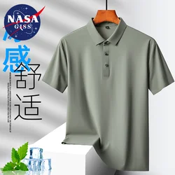 Hot selling summer new lapel T-shirt for men's fashionable plaid ice silk quick drying T-shirt for business and leisure polo shi