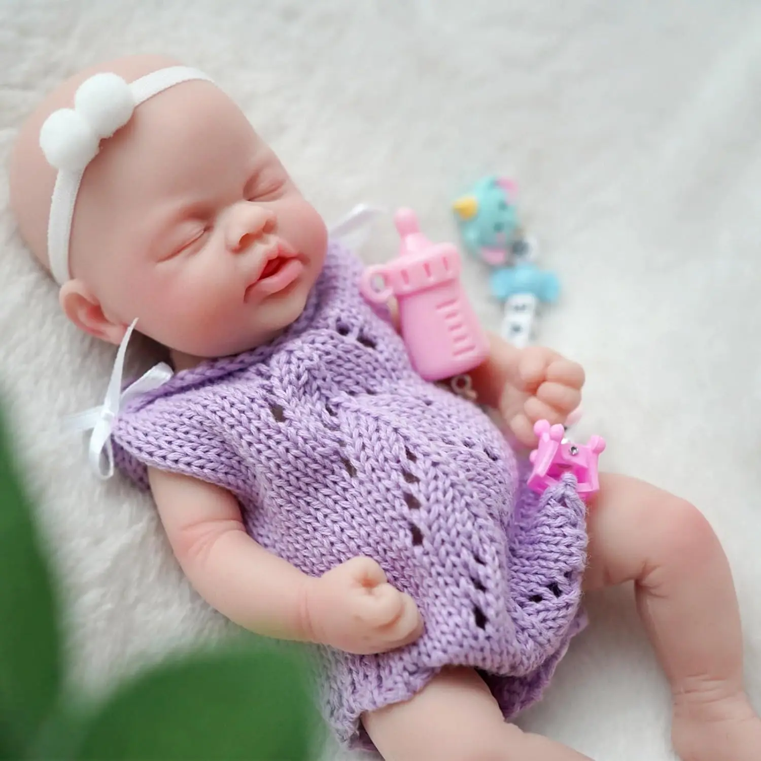 Mini Reborn Baby Dolls Silicone Full Body 7 Inch Sleeping Miniature Babies Girl with Clothes Accessories for Christmas Gift Kids