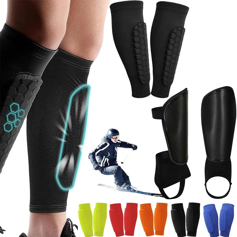 Honeycomb Shin Guards Ski Leg Pads Breathable Anti Collision Soccer Basketball Cycling Protective Elastic Sport Leggings