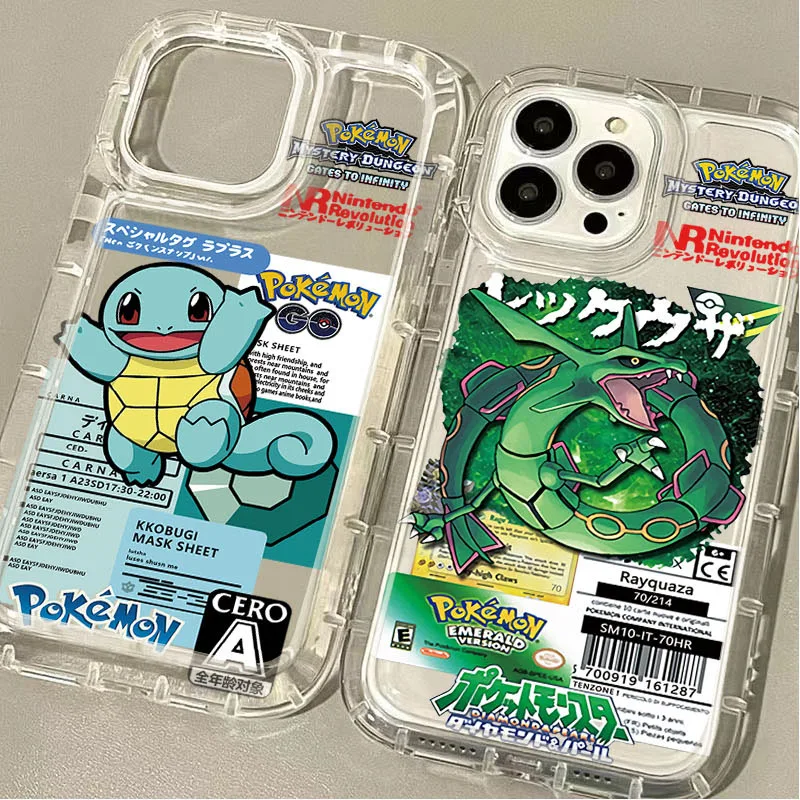 Anime P-Pokemon Hot Clear Case for IPhone 16 15 14 13 12 11 Pro Max 14 15 7 8 Plus X XR XS Max SE2020 Airbag Shockproof Cover