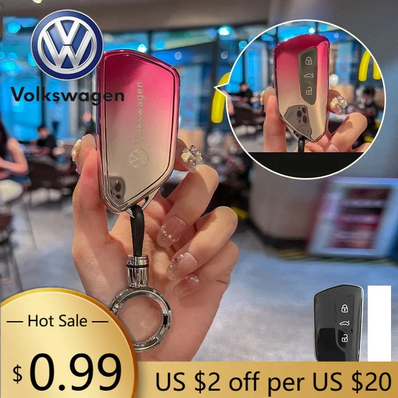 

For VOLKSWAGEN VW 3 Buttons TPU Car Smart Remote Key Case Fob Cover For VW Volkswagen Golf 8 Mk8 MK4 2020 2021 GTI GTD R ID3 ID4
