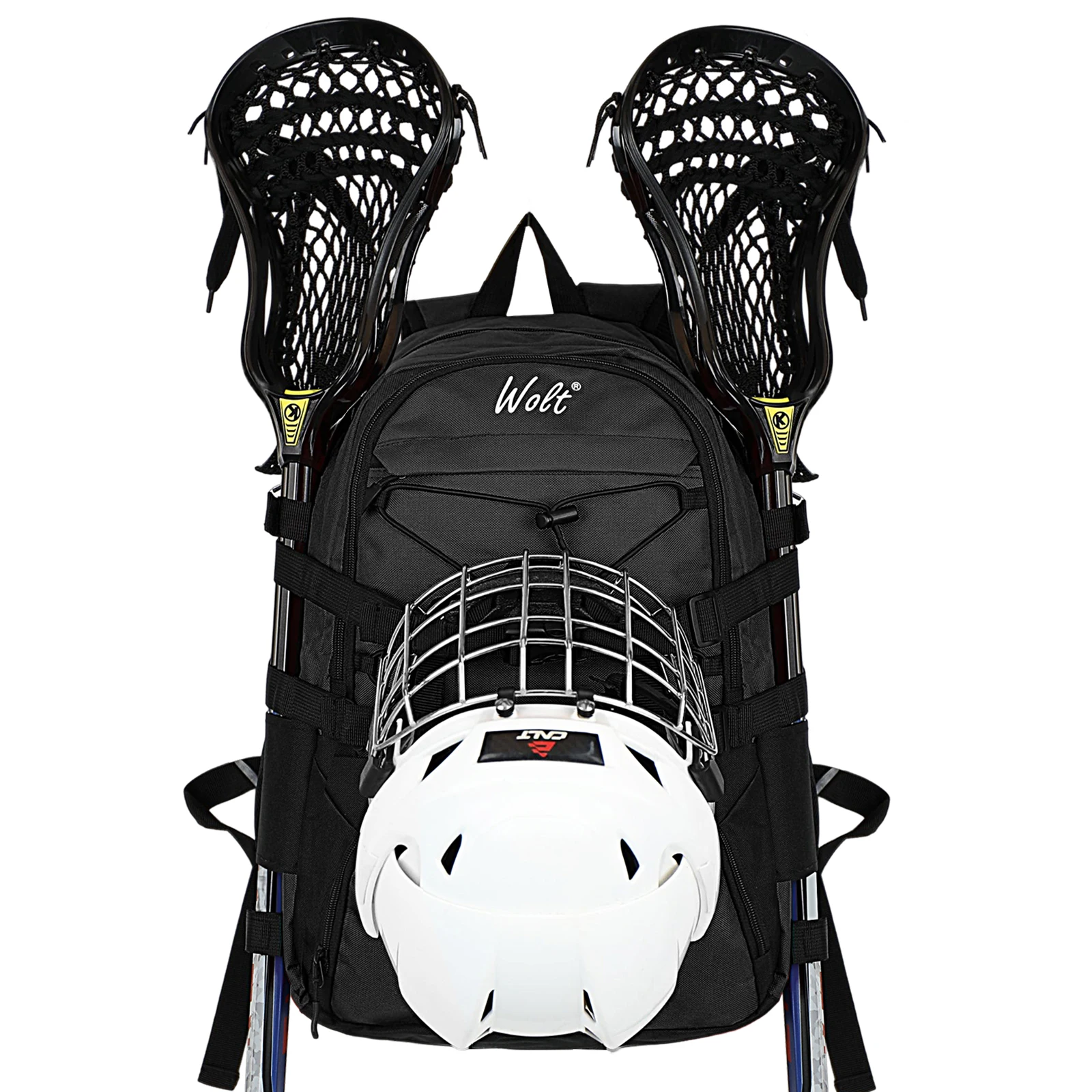 WOLT | Lacrosse Bag-Lacrosse Backpack with Two Sticks Holder-Large Field Hockey Bag Holds All Lacrosse Gears