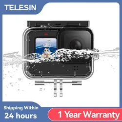 TELESIN 60M Waterproof Case Underwater Tempered Glass Lens Diving Housing Cover for GoPro Hero 9 10 11 12 Black Camera Accessori