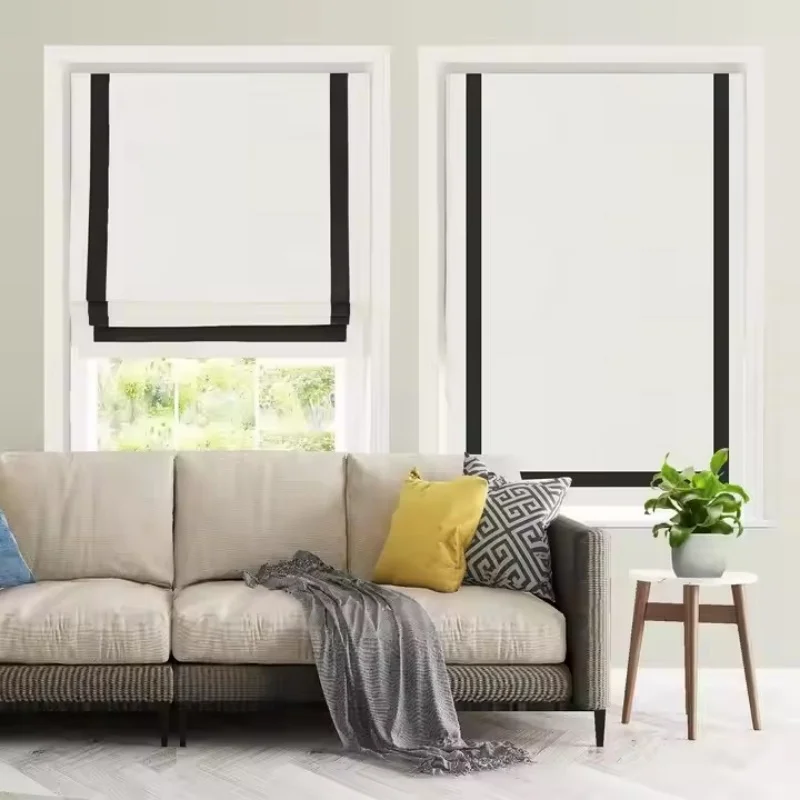 Customizable Size Luxury Factory Sale Thermal Insulation Privacy Shades Cordless Blackout Fabric Manual Roman Blinds for windows
