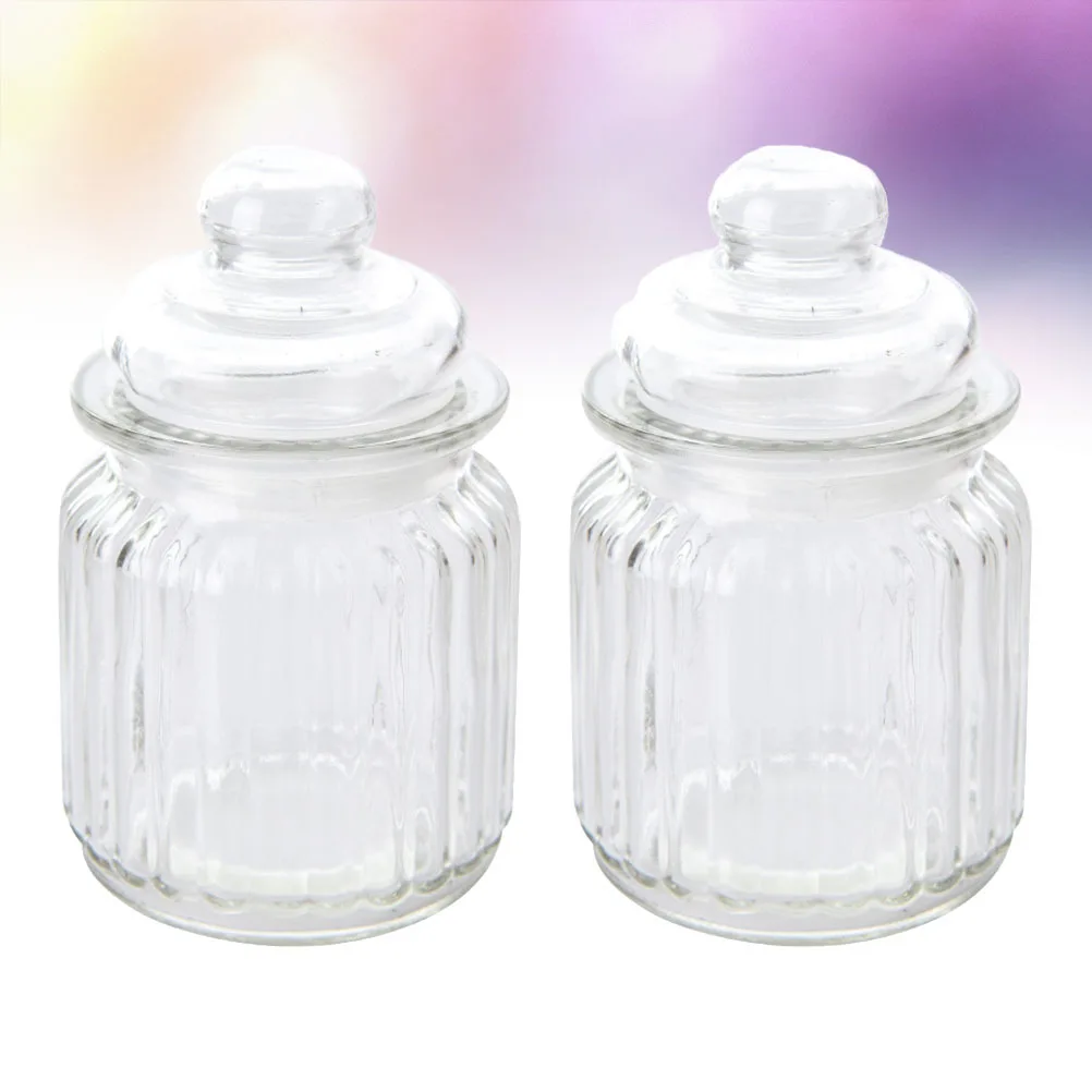 

2Pcs Glass Storage Jar Food Grade Airtight Grain Canister Dry Food Container for Coffee Tea Snacks Grains Storage Jar
