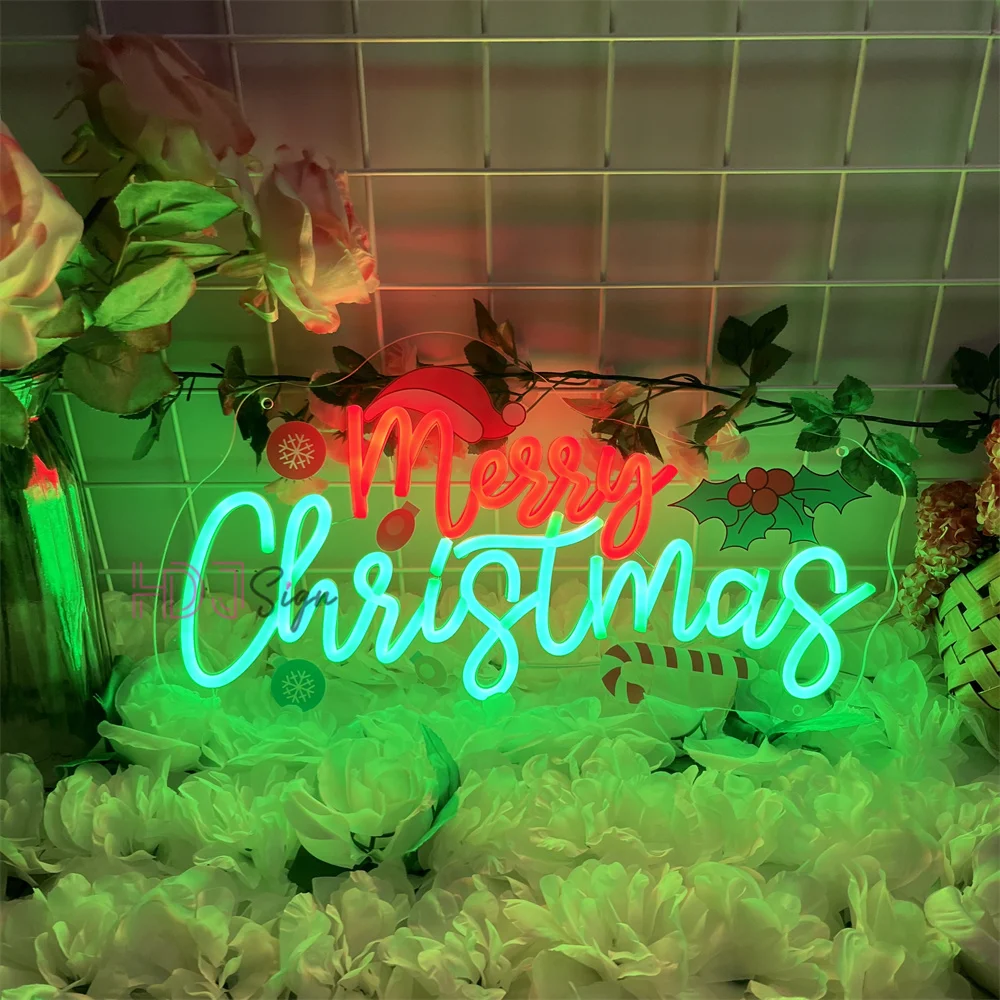 عيد ميلاد سعيد النيون تسجيل ل أدى جدار الأطراف الحانات ديكور المنزل هدايا للعائلة والأطفال زينة السنة الجديدة أضواء النيون