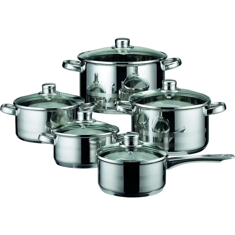 

Skyline Stainless Steel Kitchen Induction Cookware Pots and Pans Set with Air Ventilated Lids 10-Piece