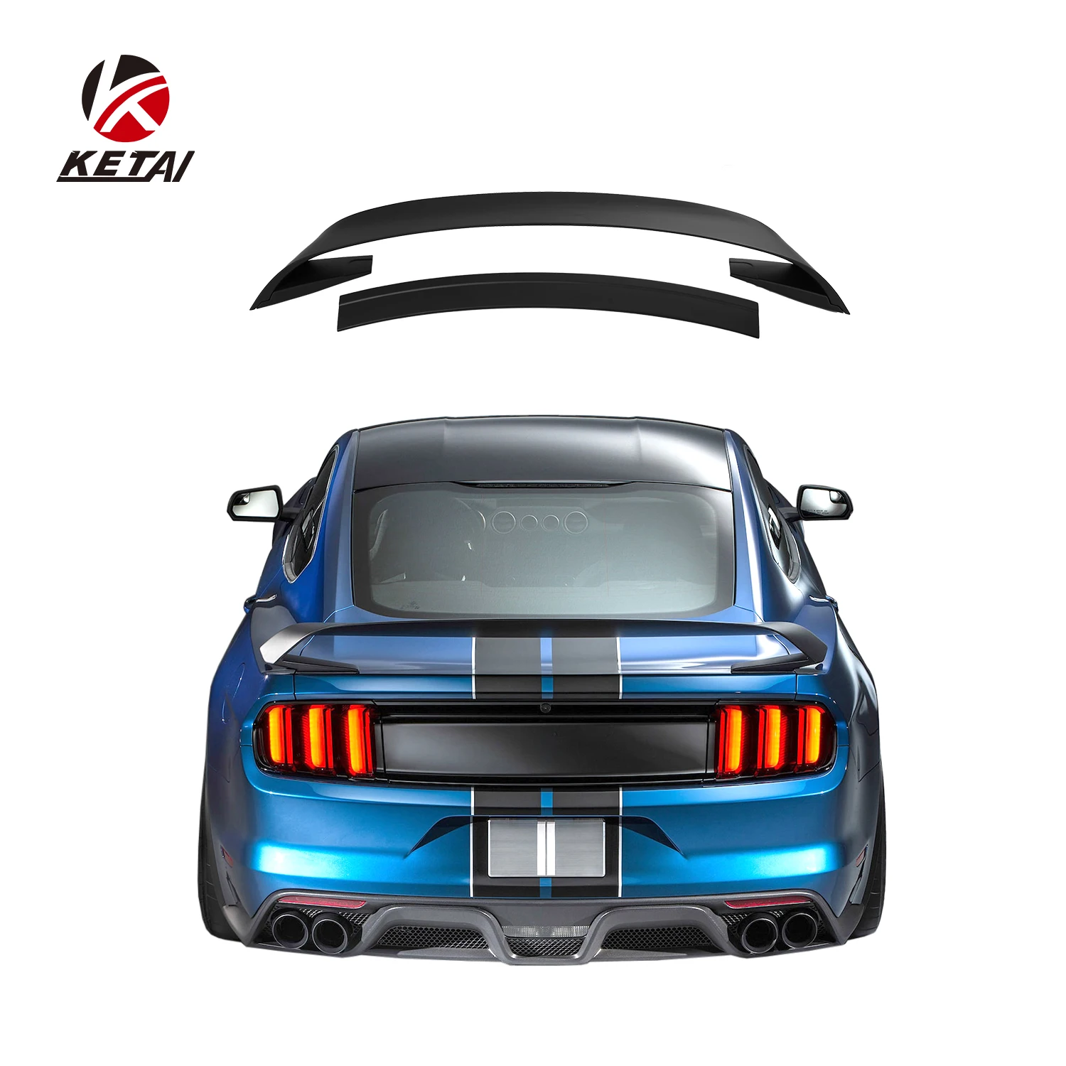 

High Quality GT350 R Style Car Bumper Gloss Black Rear Wing Spoiler for Mustang 2015-2021