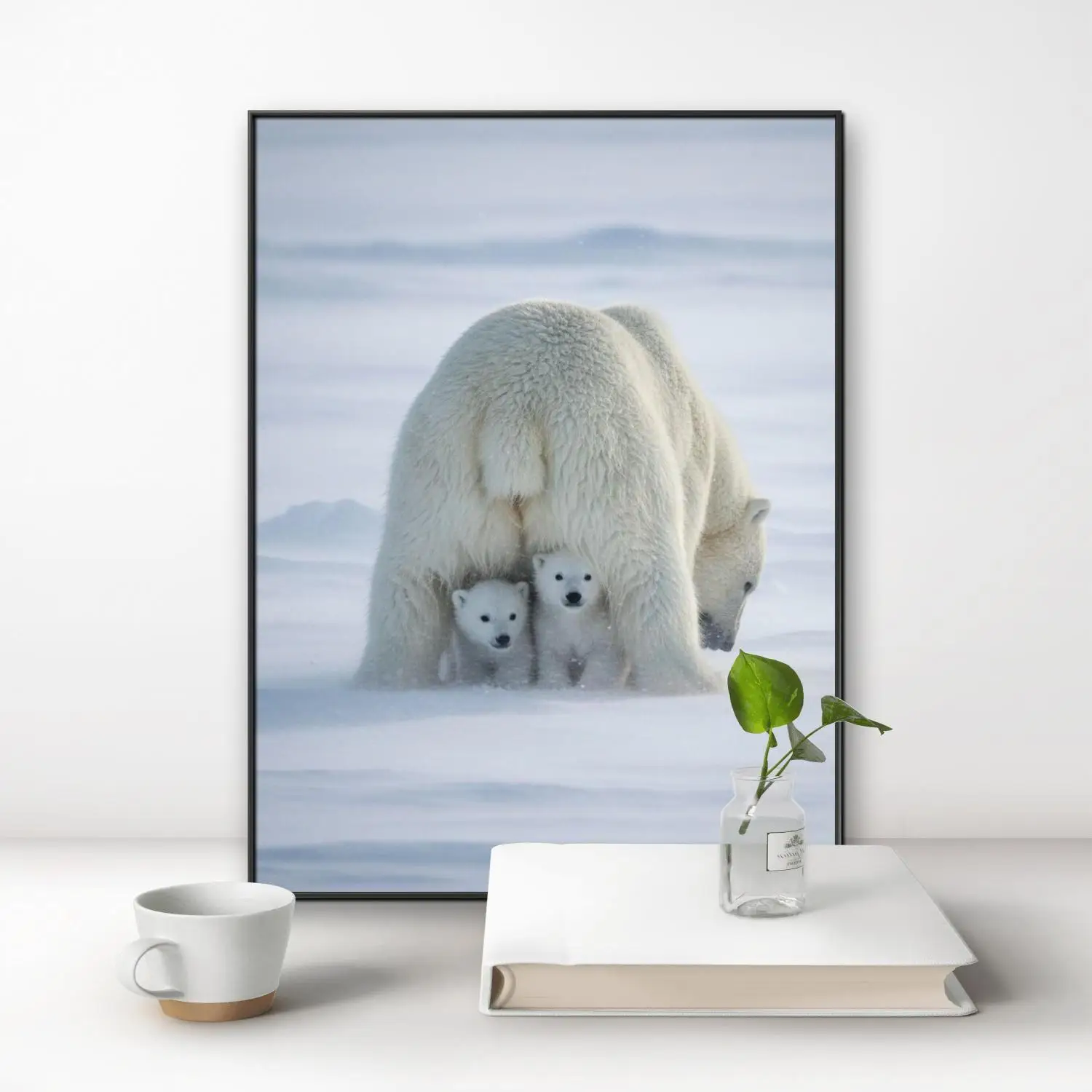 polar bear mother and cub 5D Diamond Painting polar animals DIY Diamond Embroidery Healing Hand Home Wall Decor