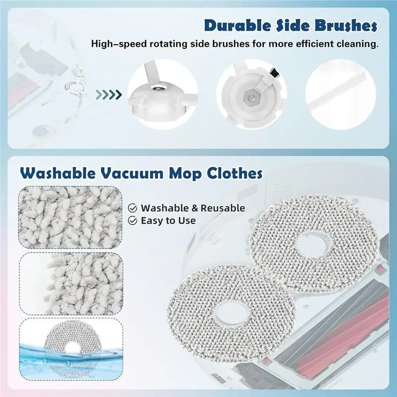 A84X-Replacement Kit For Roborock Q Revo Master, Qrevo Slim Robot Vacuum Main Side Brush Mop Cloth HEPA Filter Dust Bag