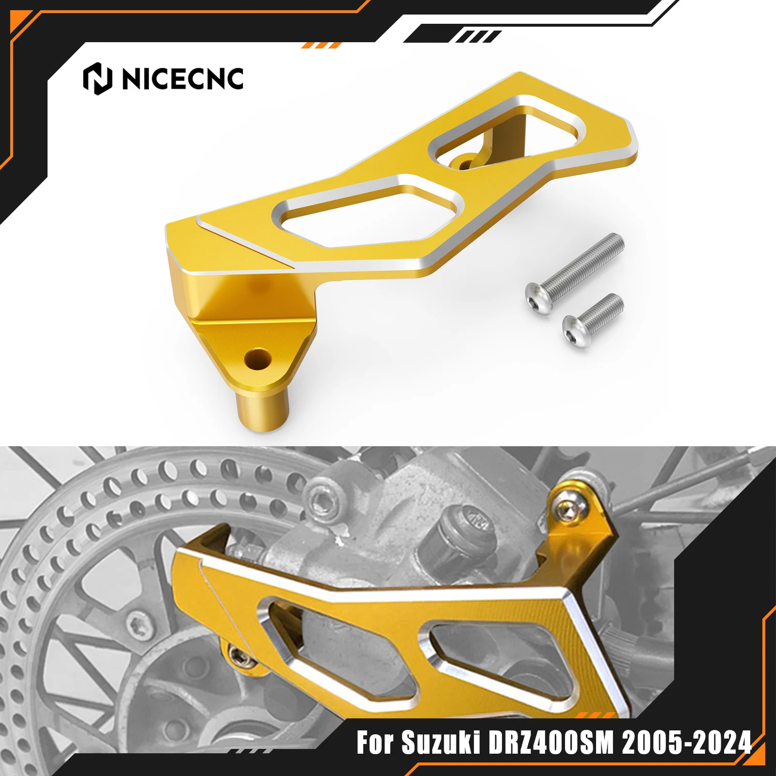 

NICECNC For Suzuki 2005-2024 DRZ400SM DR-Z 400SM Motorcycle Rear Brake Caliper Guard Aluminum 2023 2022 2021 2020 2019 2018