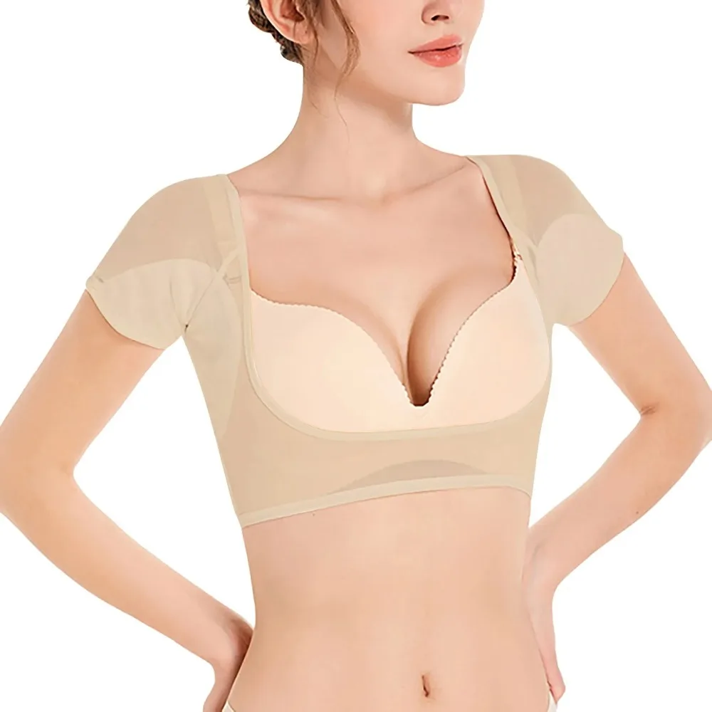 Breathable Sweat Wicking Vest Sweat Proof Mesh Mesh Sweat-absorbing Vest Slimming Washable Mesh Quick Drying Short Sleeve Women