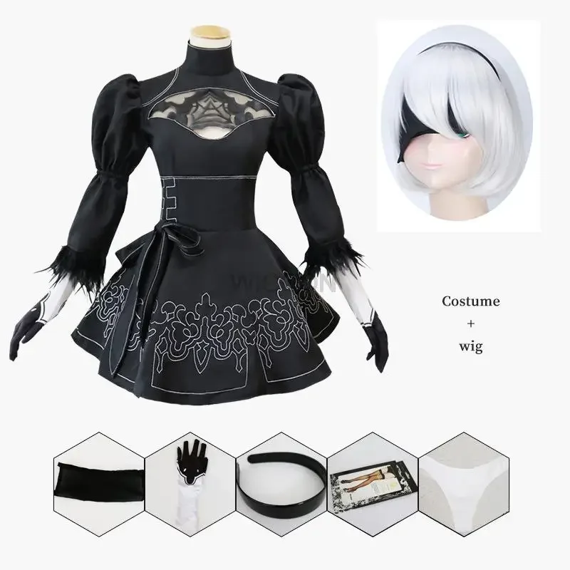 Nier Automaten Cosplay Kostuum Yorha 2B Pruik Sexy Outfit Games Pak Rollenspel Halloween Kostuums voor Vrouwen Party Fancy Dress MS506