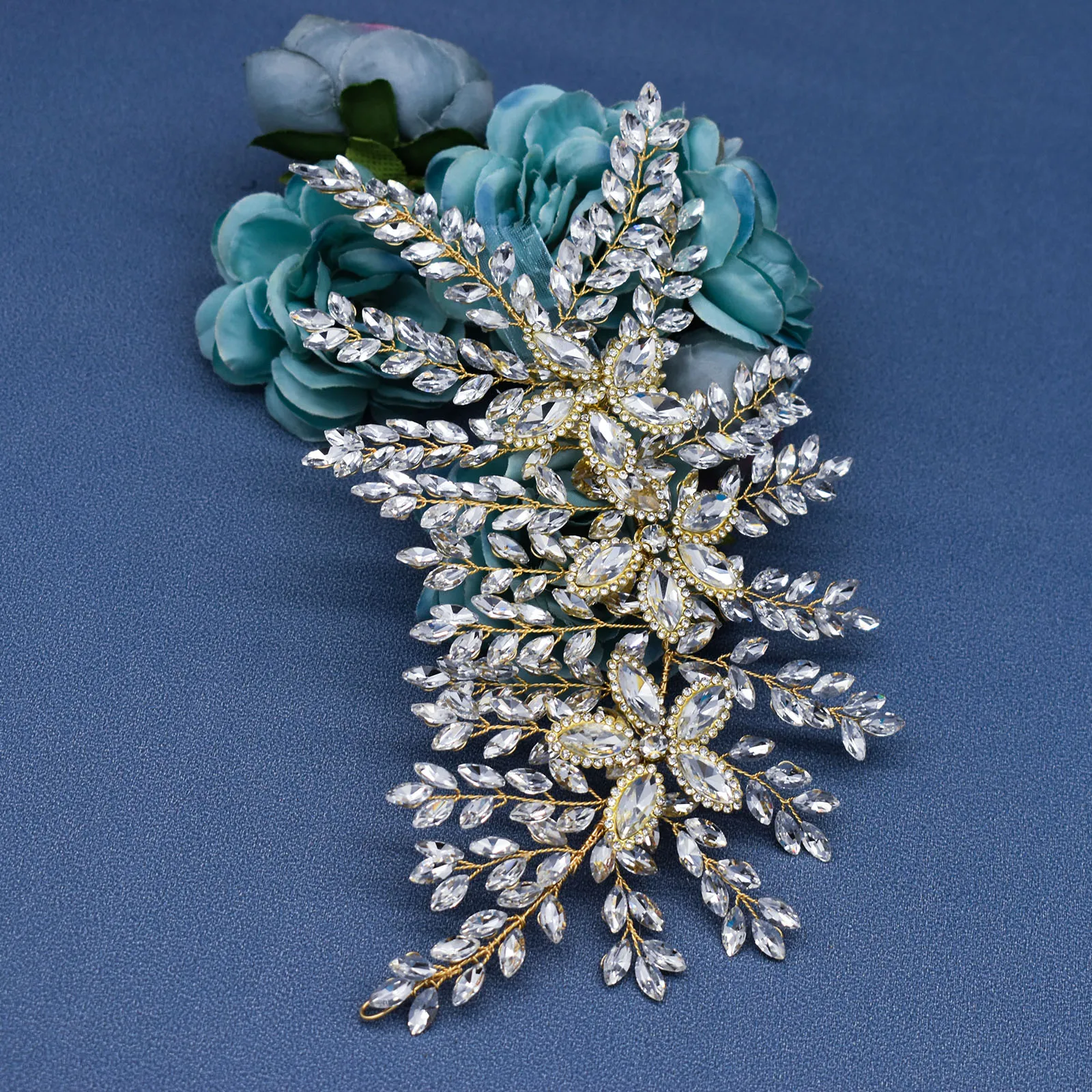 DZ012 Champagne Crystal Headband Tiara For Women Rhinestone Hairband Pageant Party Headdress Wedding Hair Accessories Jewelry
